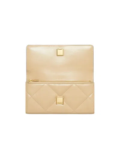 Tory Burch Kira Diamond Quilt Flap Wallet In Vanilla Soft Serve