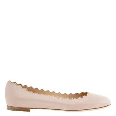 Chloé Chloe Lauren Scalloped Leather Ballerina Flat In Purple