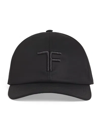 Tom Ford Logo Monogram Cotton Twill Baseball Cap In Black