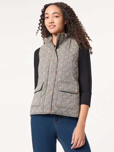 Shop Jones New York Plaid Quilted Puffer Vest In Multi