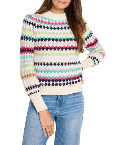 Nic + Zoe Pattern Waffle Stitch Sweater In Pink