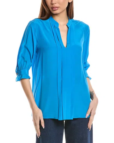Hugo Boss Birula Silk Blouse In Blue