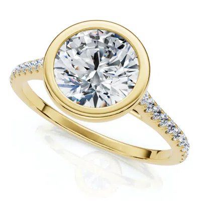 Pompeii3 Certified 1 1/2ct Diamond Bezel With Accent Engagement Ring 14k Gold Lab Grown In Silver