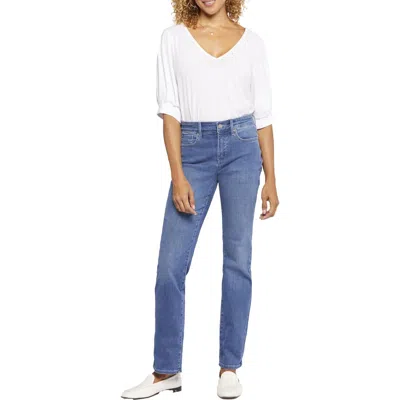 Nydj Marilyn Womens Stretch Denim Straight Leg Jeans In Multi