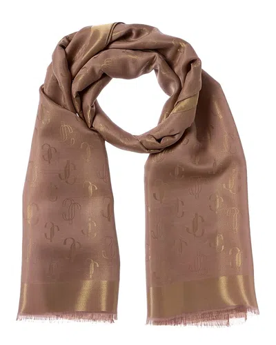 Jimmy Choo Silk-blend Scarf In Brown