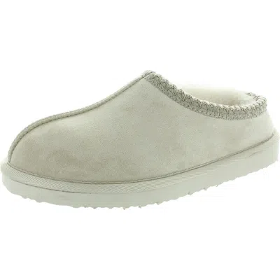 Very G Sparks Womens Faux Fur Lined Faux Suede Scuff Slippers In White