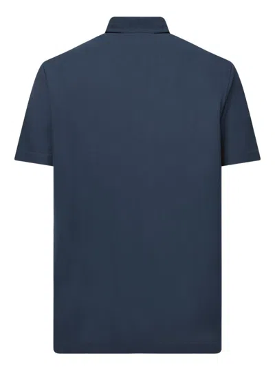 Zanone Icecotton Polo Shirt With Lateral Slits In Blue