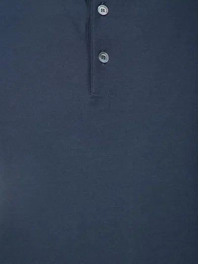 Zanone Icecotton Polo Shirt With Lateral Slits In Blue