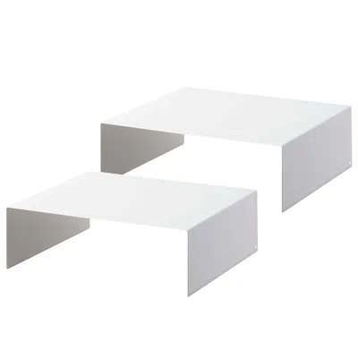Yamazaki Home Riser Shelf [set Of 2], Steel, Supports 4.4 Pounds, No Assembly In White
