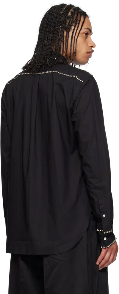 Takahiromiyashita The Soloist Black Regular Collar Broad Studs Shirt In Black