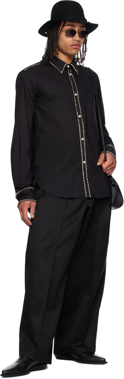 Takahiromiyashita The Soloist Black Regular Collar Broad Studs Shirt In Black