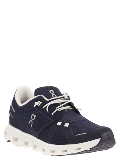 On Breathable Technical Fabric Sneakers With Cushied Sole In Blue
