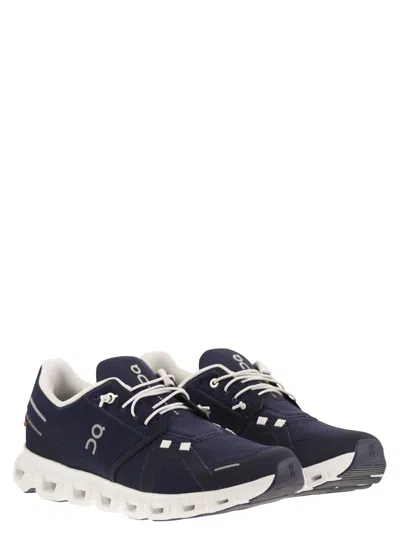 On Breathable Technical Fabric Sneakers With Cushied Sole In Blue