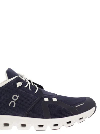 On Breathable Technical Fabric Sneakers With Cushied Sole In Blue