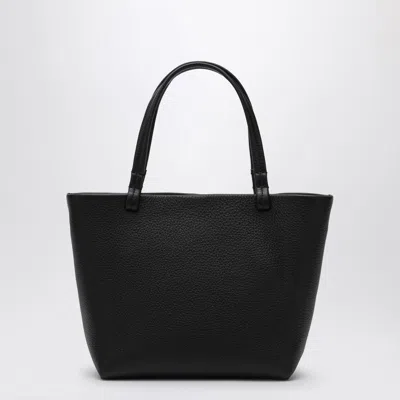 The Row Park Small Textured-leather Tote In Black