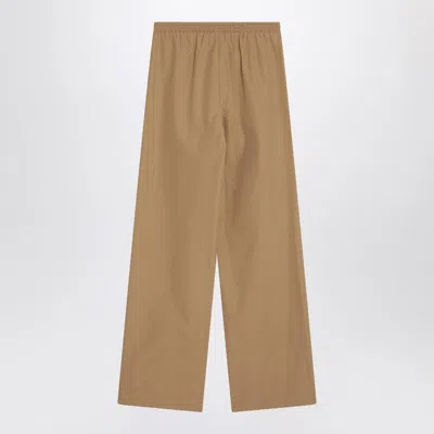 Loulou Studio Cotton Trousers With Elastic Waistband And Wide Leg In Beige