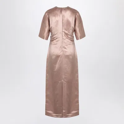Shop Loulou Studio Long Antique Pink Dress In Linen And Silk