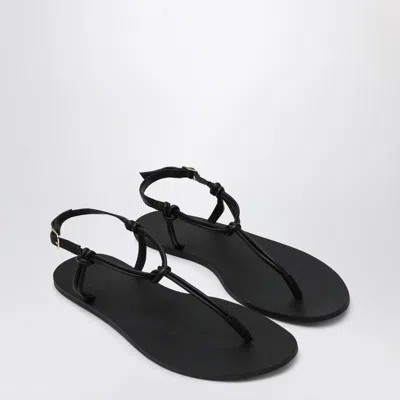 Manebi Black Leather Flip-flops In Black