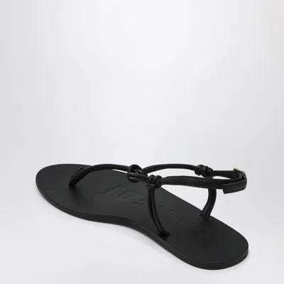 Manebi Black Leather Flip-flops In Black