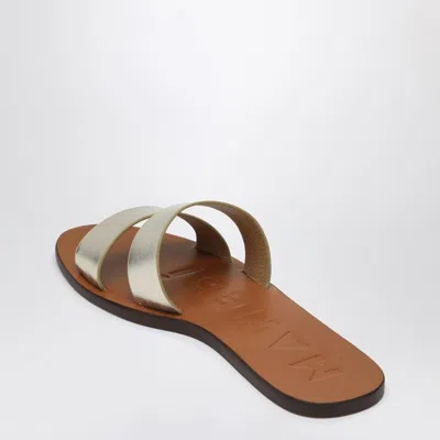 Manebi Platinum Colored Strap Sandals In Leather In Brown