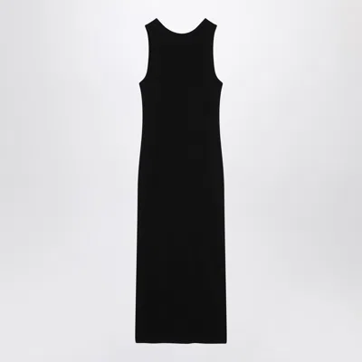 Maison Kitsuné Black Baby Fox Ribbed Tank Midi Dress In Black