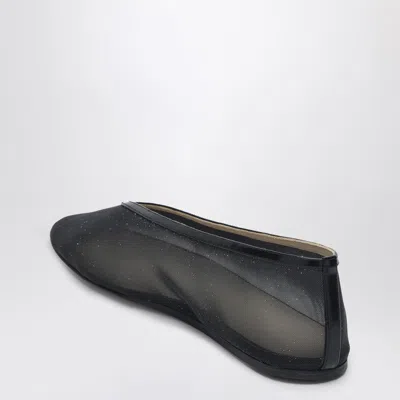 Le Monde Beryl Black Ballerinas In Fishnet Style In Leather Woman In Black