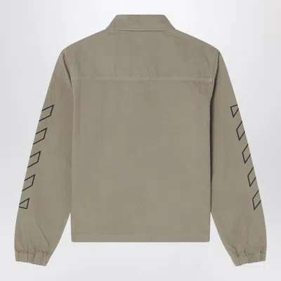 Off-white Kaki Zip-up Jacket In Cotton In Green
