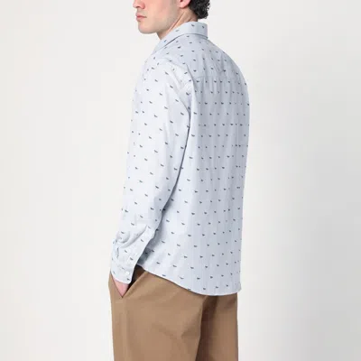 Maison Kitsuné Striped Shirt With Logos In Gray