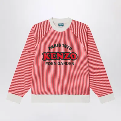 Kenzo Red/white Striped Sweatshirt In Cotton In Red