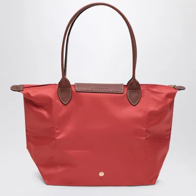 Longchamp Tomato Red Le Pliage Original M Bag In Black