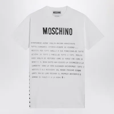 Moschino White Cotton T-shirt With Logo In Multi