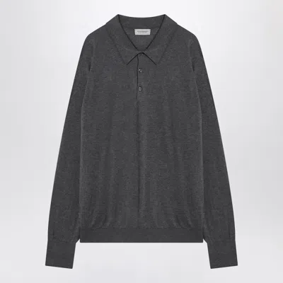 John Smedley Gray Finchley Polo In Cotton In Gray
