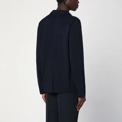 Lardini Navy Single-breasted Knitted Jacket In Blue