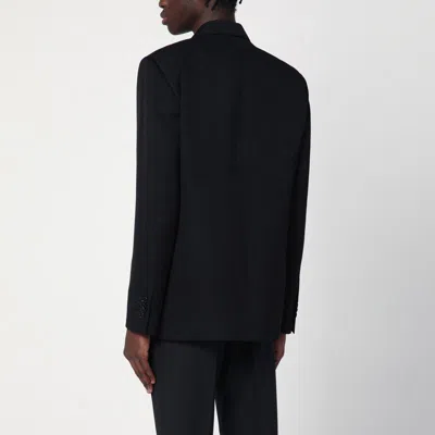 Lardini Structured Double Breasted Jacket With Notched Lapels In Black