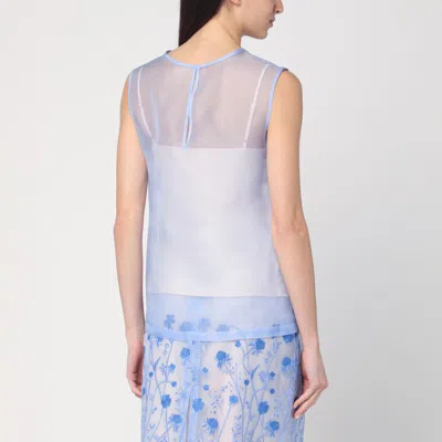 P.a.r.o.s.h Sorgente Silk Crewneck Top In Blue