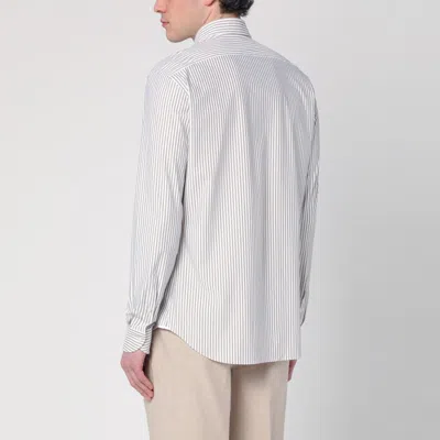Xacus White And Brown Stripes Shirt In Beige