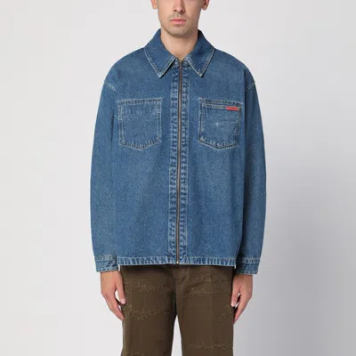 Martine Rose Reversible Zip-up Denim Jacket In Blue