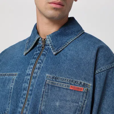 Martine Rose Reversible Zip-up Denim Jacket In Blue