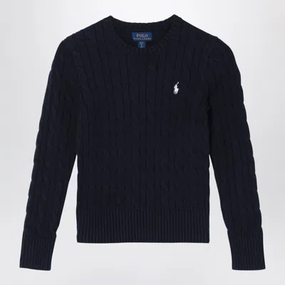 Polo Ralph Lauren Navy Blue Cotton Cable-knit Jumper