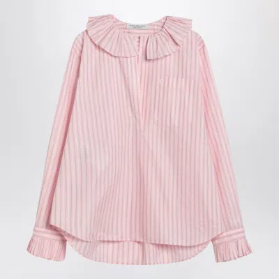 Philosophy Pink Striped Blouse With Ruffles