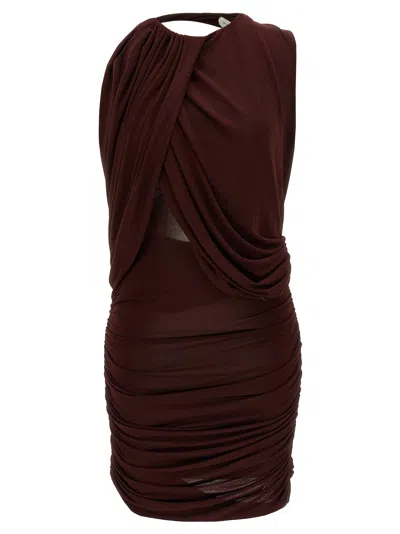 Magda Butrym Draped Halter Neck Open Back Dress In Burgundy