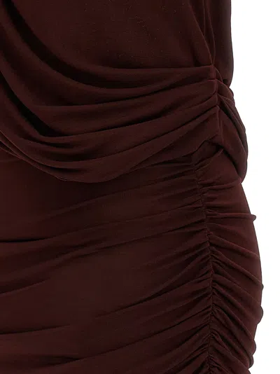 Magda Butrym Draped Halter Neck Open Back Dress In Burgundy