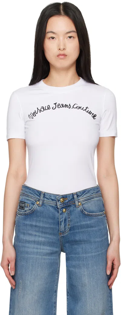 Versace Jeans Couture White Screen-printed T-shirt In E003 White