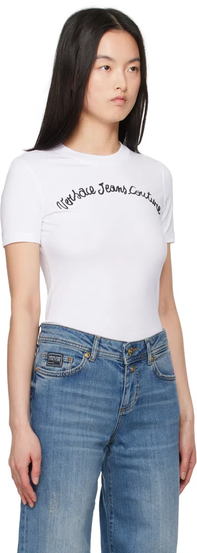 Versace Jeans Couture White Screen-printed T-shirt In E003 White