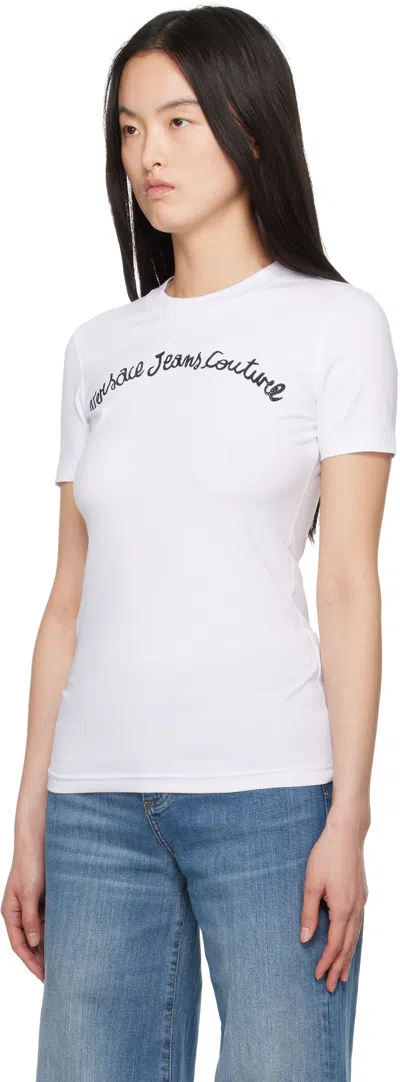 Versace Jeans Couture White Screen-printed T-shirt In E003 White