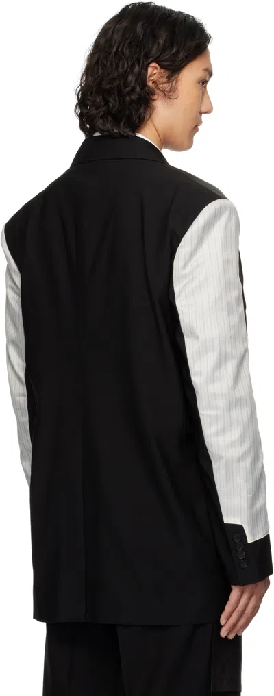 Feng Chen Wang Black Deconstruction Patchwork Blazer In Black