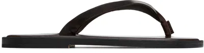 Auralee Brown Leather Tong Flip-flops In Brown