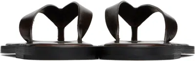 Auralee Brown Leather Tong Flip-flops In Brown