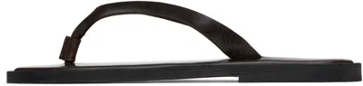 Auralee Brown Leather Tong Flip-flops In Brown