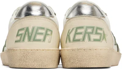 Golden Goose Ballstar Leather Upper Toe And Spur Nabuk Star Laminated Heel In 10630 White/green/si